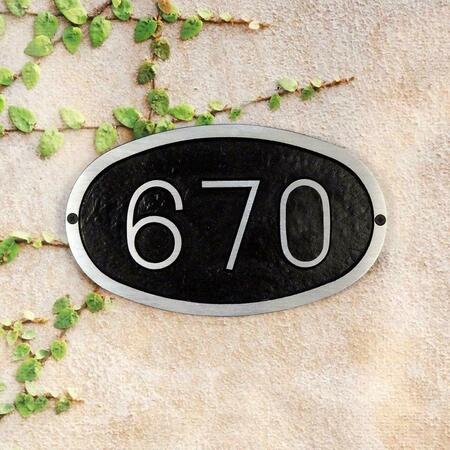 SPECIAL LITE PRODUCTS Modern Horizontal Cast Aluminum Address Plaque with Brushed Aluminum Numbers - Times Font, Black SAP-4330-101-BLK